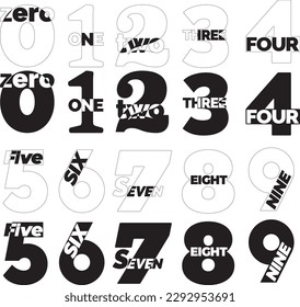 number graphic typografic one two three four five six seven eight nine