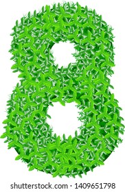 
The number of green leaves. Recycling symbol in recycling concept. White background. Vector