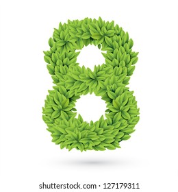 Number of green leaves vector illustration