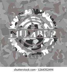Number grey camo emblem