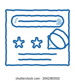Indicador de número vector de icono de esbozo de hoja. Dibujo manual de la línea de doodle azul Número de signo de la hoja de adivinación. ilustración de símbolo aislado