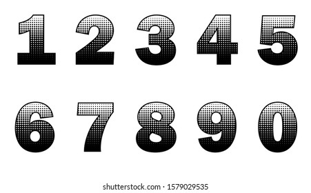 Number Halftone black, white background.