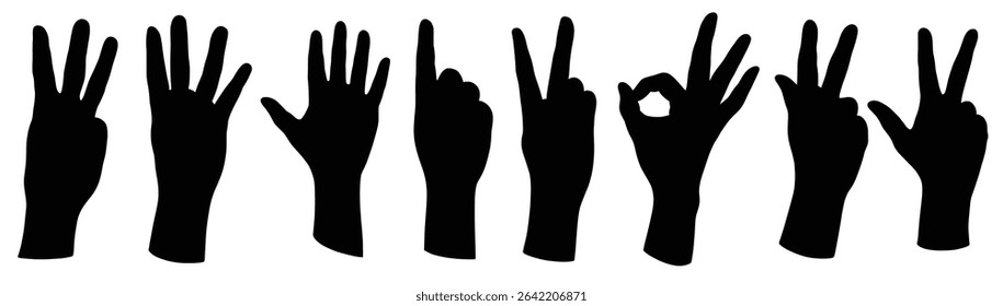 number hand sign gesture silhouette