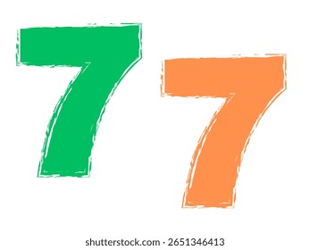 Number handwritten typography seven 2025