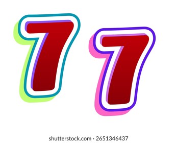 Number handwritten typography seven 2025