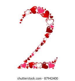 Number of hearts vector illustration