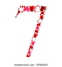 Number of hearts vector illustration