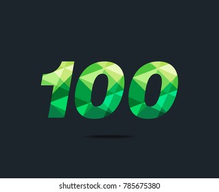 Number hundred 100 Logo Icon, filled with geometric pattern. polygon letter. Vector Element.
