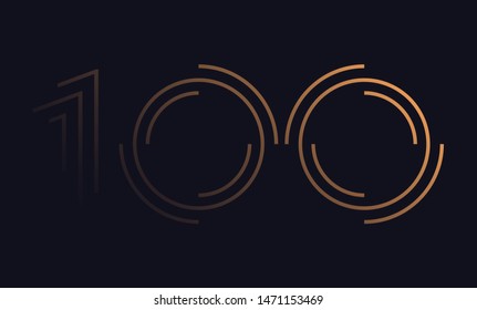 Number a hundred / 100 vector font alphabet, modern dynamic luxury flat design for your unique elements design ; logo, corporate identity, application, creative poster & more 