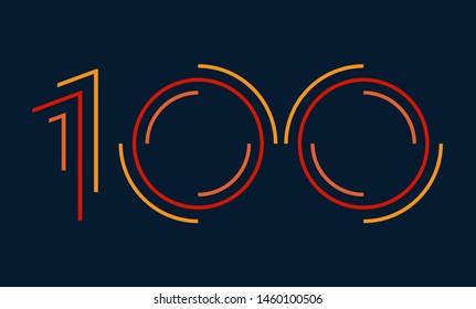 Number a hundred vector font alphabet, modern dynamic flat design with brilliant colorful for your unique elements design ; logo, corporate identity, application, creative poster & more 