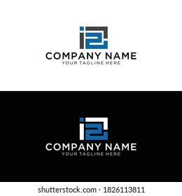 number i2 square geometric logo vector
