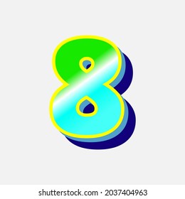 number icon with 3d effect and colorfull