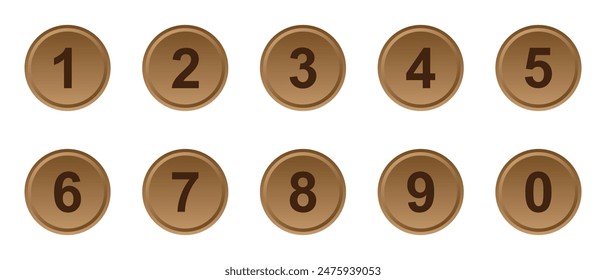 Number icon. 3D number icon with white background. Number bullet points set. vector illustration.