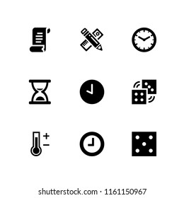 number icon. 9 number set with wall clock, bill, thermometer and clock vector icons for web and mobile app