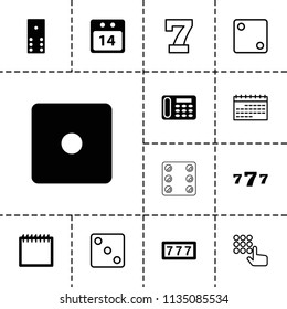 Number icon. collection of 13 number filled and outline icons such as dice, desk phone, domino, 14 date calendar, calendar. editable number icons for web and mobile.
