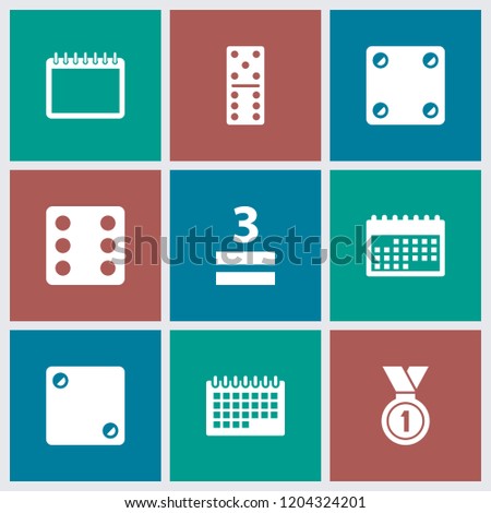 Number icon. collection of 9 number filled icons such as dice, domino, 3 allowed, medal. editable number icons for web and mobile.
