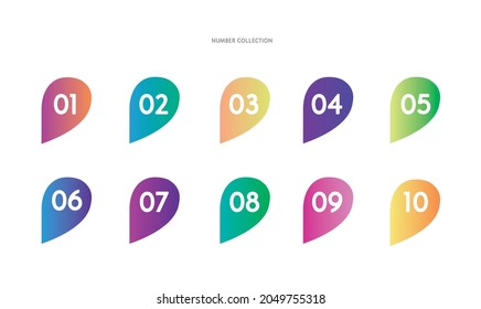 Number icon collection. Number color