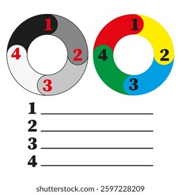 Number icon. Cycle four symbol. Colorful stage illustration. Vector step sign