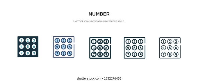 number icon in different style vector illustration. two colored and black number vector icons designed in filled, outline, line and stroke style can be used for web, mobile, ui
