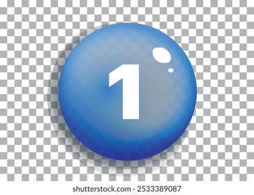 Number icon. eye-catching blue circular icon featuring a bold '1'. Perfect for highlighting top priorities, notifications, or ranking systems, Vector illustration concept.