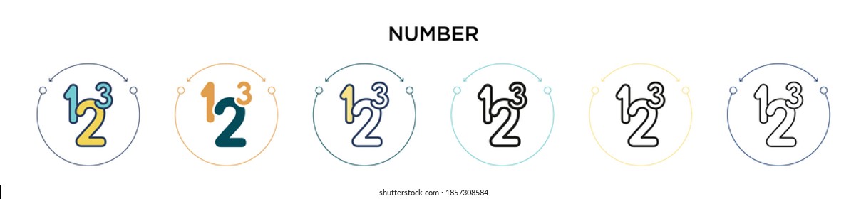 Number Icon In Filled, Thin Line, Outline And Stroke Style. Vector Illustration Of Two Colored And Black Number Vector Icons Designs Can Be Used For Mobile, Ui, Web