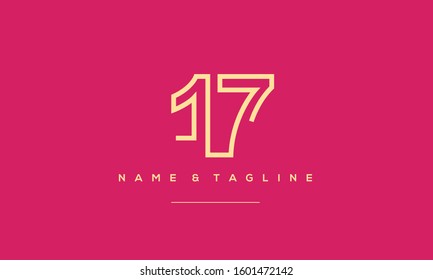 Number icon  monogram logo 17 and 17 anniversary