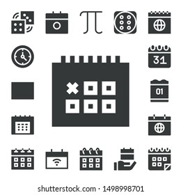 number icon set. 17 filled number icons.  Collection Of - Dices, Clock, Calendar, Pi, Dice