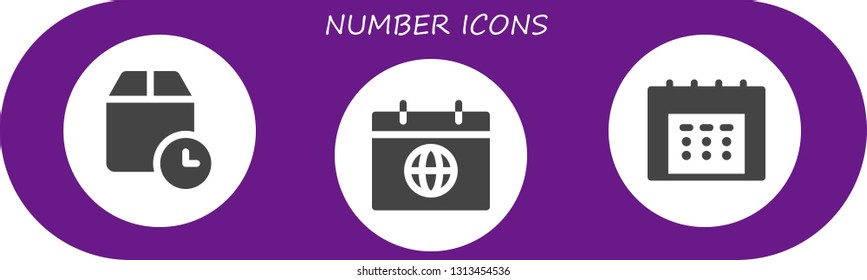 number icon set. 3 filled number icons.  Simple modern icons about  - Wait time, Calendar