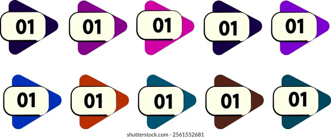 Number icon set, bullet point collection.
