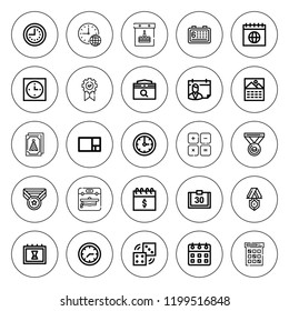 Number icon set. collection of 25 outline number icons with birthday invitation, calendar, clock, bingo, dices, golden ratio, maths icons. editable icons.