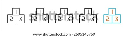 number icon set multiple style collection