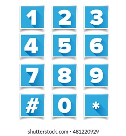 Number icon set square blue