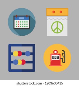 number icon set. vector set about abacus, calendar and gas station icons set.