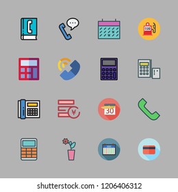 number icon set. vector set about phone book, telephone, flower and yen icons set.