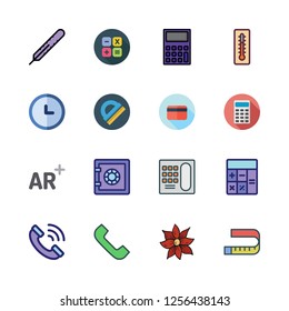 number icon set. vector set about clock, augmented reality, phone call and safebox icons set.