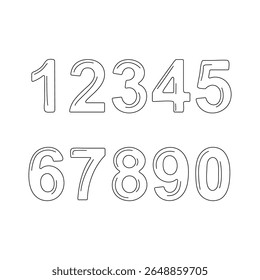 Number icon. simple line doodle type. alphabet scribble outline design. cartoon education number. numbers doodle vector illustration
