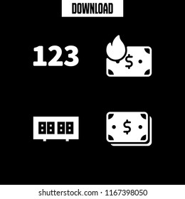 number icon. This set with numbers, dollar and alarm clock vector icons for mobile and web