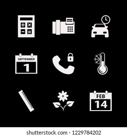 number icon. number vector icons set fax, calendar february, security telephone and flower