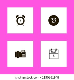number icons. alarm, fax and march calendar vector icons set