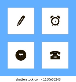 number icons. alarm, thermometer, home phone and march calendar vector icons set