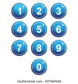 Number Icons button blue