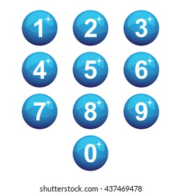 Number Icons button blue