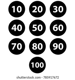 Number Icons circle separate use, numbers in the black circle