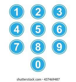 Number Icons flat blue