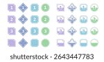 Number icons. Number frame with Japanese pattern background. Japanese style decoration set of ranking numbers.