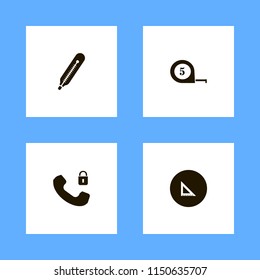 number icons. ruler, thermometer, security telephone and tape measure vector icons set
