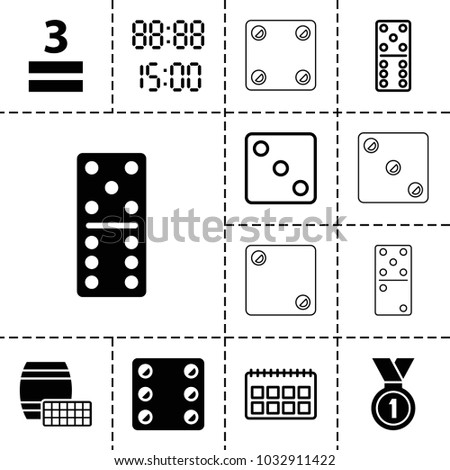 Number icons. set of 13 editable filled and outline number icons such as domino, 3 allowed, medal, digital time, dice, calendar