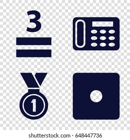 Number icons set. set of 4 number filled icons such as dice, desk phone, 3 allowed