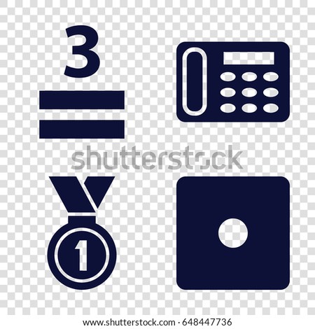 Number icons set. set of 4 number filled icons such as dice, desk phone, 3 allowed