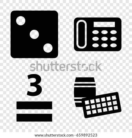Number icons set. set of 4 number filled icons such as dice, desk phone, 3 allowed